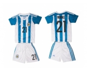 Argentina #21 Matias Home Kid Soccer Country Jersey1
