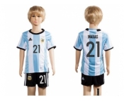 Argentina #21 Matias Home Kid Soccer Country Jersey