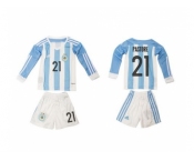 Argentina #21 Pastore Home Long Sleeves Kid Soccer Country Jersey