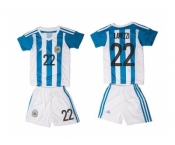 Argentina #22 Lavezzi Home Kid Soccer Country Jersey1