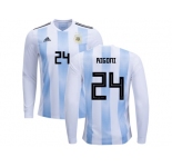 Argentina #24 Rigoni Home Long Sleeves Kid Soccer Country Jersey