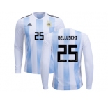 Argentina #25 Belluschi Home Long Sleeves Kid Soccer Country Jersey