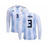 Argentina #3 Fazio Home Long Sleeves Kid Soccer Country Jersey
