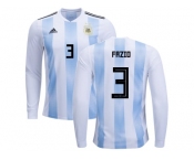 Argentina #3 Fazio Home Long Sleeves Kid Soccer Country Jersey