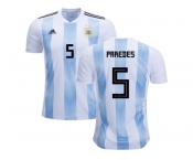 Argentina #5 Paredes Home Kid Soccer Country Jersey