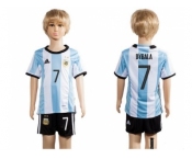Argentina #7 Dybala Home Kid Soccer Country Jersey