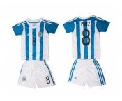 Argentina #8 Perez Home Kid Soccer Country Jersey1