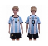Argentina #9 Batistuta Home Kid Soccer Country Jersey
