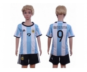 Argentina #9 Batistuta Home Kid Soccer Country Jersey