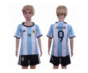 Argentina #9 Higuain Home Kid Soccer Country Jersey