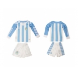 Argentina Blank Home Long Sleeves Kid Soccer Country Jersey