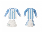 Argentina Blank Home Long Sleeves Kid Soccer Country Jersey