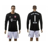 Bayern Munchen #1 Neuer Goalkeeper Black Long Sleeves Soccer Club Jersey