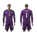 Austria #1 Almer Purple Goalkeeper Long Sleeves Soccer Country Jersey