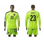 Austria #23 Soares Shiny Green Goalkeeper Long Sleeves Soccer Country Jersey