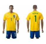 Brazil #1 Alisson Home Soccer Country Jersey
