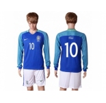 Brazil #10 Pele Away Long Sleeves Soccer Country Jersey