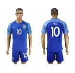 Brazil #10 Pele Blue Soccer Country Jersey