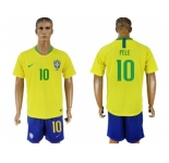 Brazil #10 Pele Home Soccer Country Jersey
