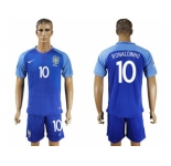 Brazil #10 Ronaldinho Blue Soccer Country Jersey