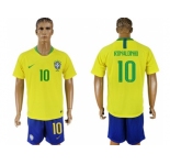 Brazil #10 Ronaldinho Home Soccer Country Jersey