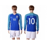 Brazil #10 Zico Away Long Sleeves Soccer Country Jersey
