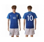 Brazil #10 Zico Away Soccer Country Jersey