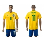 Brazil #11 Oscar Home Soccer Country Jersey