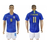 Brazil #11 P.Coutinho Away Soccer Country Jers