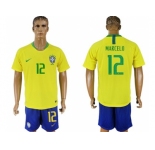 Brazil #12 Marcelo Home Soccer Country Jersey