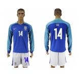 Brazil #14 GIL Away Long Sleeves Soccer Country Jersey