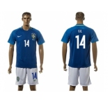 Brazil #14 Gil Away Soccer Country Jersey1