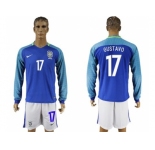 Brazil #17 Gustavo Away Long Sleeves Soccer Country Jersey