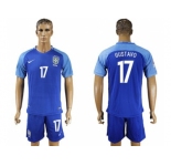 Brazil #17 Gustavo Blue Soccer Country Jersey