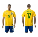 Brazil #17 Gustavo Home Soccer Country Jersey
