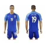 Brazil #19 Willian Blue Soccer Country Jersey