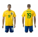 Brazil #19 Willian Home Soccer Country Jersey