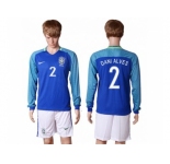 Brazil #2 Dani Alves Away Long Sleeves Soccer Country Jersey