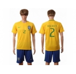 Brazil #2 Dani Alves Home Soccer Country Jersey1