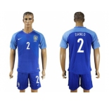 Brazil #2 Danilo Blue Soccer Country Jersey