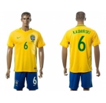 Brazil #6 Kasmirski Home Soccer Country Jersey