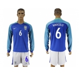 Brazil #6 Marcelo Away Long Sleeves Soccer Country Jersey
