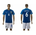 Brazil #6 Marcelo Away Soccer Country Jersey
