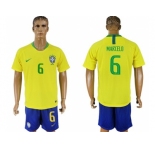 Brazil #6 Marcelo Home Soccer Country Jersey