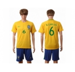 Brazil #6 R.Carlos Home Soccer Country Jersey