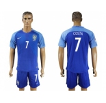 Brazil #7 Costa Blue Soccer Country Jersey