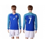 Brazil #7 Hulk Away Long Sleeves Soccer Country Jersey
