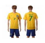Brazil #7 Hulk Home Soccer Country Jersey