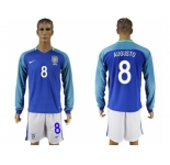 Brazil #8 Augusto Away Long Sleeves Soccer Country Jersey