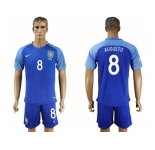 Brazil #8 Augusto Blue Soccer Country Jersey